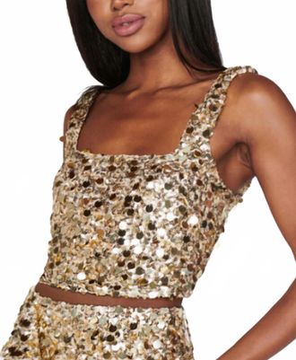 Show me your Mumu Mixer Sequin Top In Gold Metallic