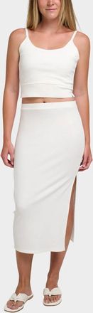 Quiksilver Cora Bay Solid Ribbed Midi Skirt In White