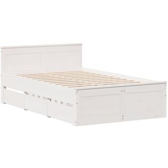 vidaXL Vidaxl - Cama Con Cabecero Sin Colch&oacute;n Madera Maciza Blanca 135x190 Cm