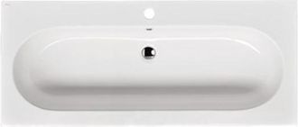 Saniclass Palermo Meubelwastafel - 120x47x3.5cm - overloop - 1 wasbak midden - 2 kraangaten - keramiek - wit