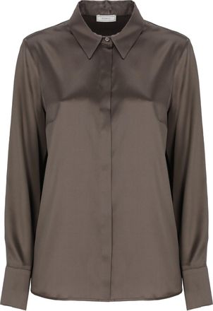 PESERICO Brown Silk Long-Sleeve Shirt