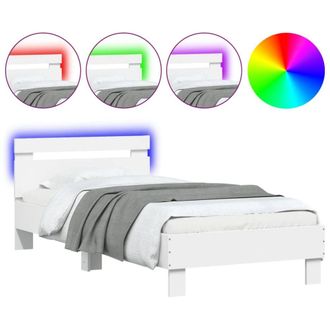 Berkfield Home Bed Frame with Headboard & LED Lights White 90x190 cm Single