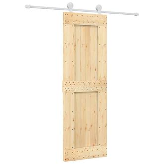 Berkfield Home Sliding Door with Hardware Set 70x210 cm Solid Wood Pine in Natural
