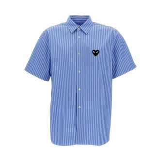Comme Des Gar&ccedil;ons Short Sleeve Shirts, male, Blue, Size: XL Small Heart Short Sleeve Shirt