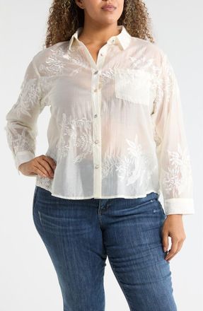 Forgotten Grace Embroidered Button-Up Shirt in Natural at Nordstrom Rack, Size 2 X