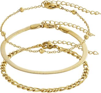 Adornia Set of 3 Assorted Chain Bracelets in Gold at Nordstrom Rack