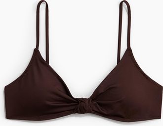 H&M Wattiertes Bikinitop mit Knotendetail - Brown