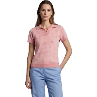 Lords of Harlech Inter Twine Womens Merino Silk Cashmere Polo in Inter Twine Coral at Nordstrom, Size X-Large