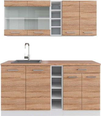 Vicco Cocina Vers&aacute;til R-line, Sonoma/blanco, 160 Cm, Et Roble, Vicco