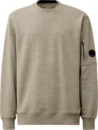 C.P. Company Sweatshirt Crewneck in Diagonal Fleece - Heren - Sweatshirts - Grijs - M - Leer - Hoodies & sweatvesten