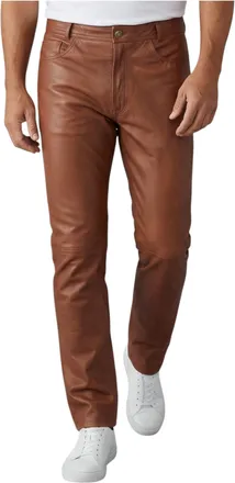 Infinity Leather Mens Tan Lamb Leather 501 Biker Jeans - Legacy