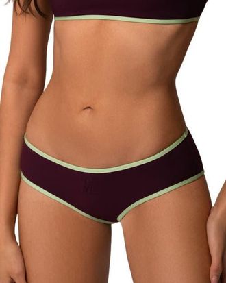 Kiki De Montparnasse Contraste Hipster Bikini Bottom in Pelouse/plum at Nordstrom, Size X-Small