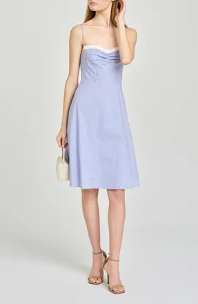 Wayf x Hannah Lovey Porter Remi Pinstripe Cotton Blend Dress (Nordstrom Exclusive) in Blue at Nordstrom, Size X-Large