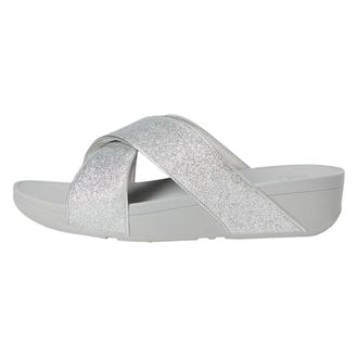 FitFlop FitFlop Lulu Glitterdust Cross Slides Silver F0030-0724 Womens
