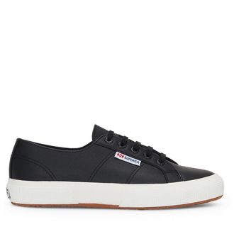 Superga Unisex Adult 2750 Nappa Leather Trainers (Black/Avorio) - Black/White - Size UK 10.5