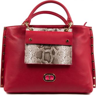 Dee Ocleppo Womens Tote GM2000 MIAMI PITONE ROSSO ROCCIA - Red Leather (archived) - One Size