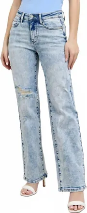 Judy Blue High Waisted Mineral Wash Destroy 90s Straight Leg Jeans In Light Blue