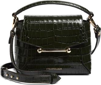 Strathberry Nano Mosaic Croc Embossed Leather Handbag in Forest at Nordstrom