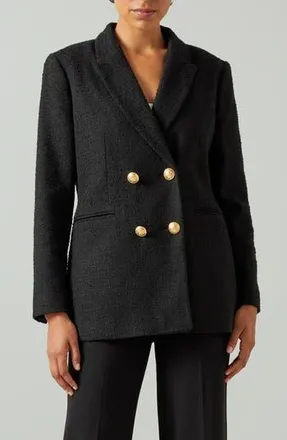 L.k. Bennett Mariner Tweed Longline Jacket in Black at Nordstrom Rack, Size 14 Us / 18 Uk