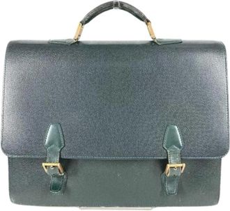 Louis Vuitton Pre-owned Taiga Briefcase - Dames - Vintage Handtas - Groen - ONE Size - Leer - Vintage
