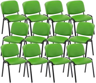 Clp Pack De 12 Sillas Confidente Ken En Simil Cuero Verde