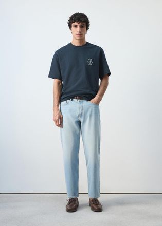 Mango T-shirt heavyweight ricamo grafico navy - Uomo - XXL - MANGO MAN