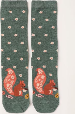 Fat Face FatFace Green Squirrel Socks