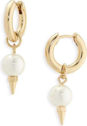 AllSaints Spike Faux Pearl Drop Earrings in Pearl/Gold at Nordstrom