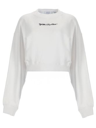 Off-white Neutral Script Logo Graphic Cotton Sweatshirt