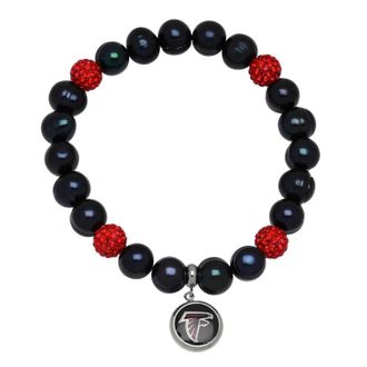Honora Atlanta Falcons Stretch Pearl & Crystal Bracelet In Black/red