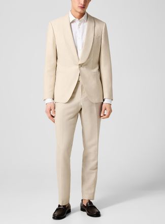 BOSS Mens Shawl collar cream-colored tuxedo suit