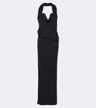 Magda Butrym Floral-appliqu&eacute; wool-blend gown