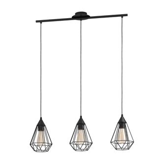 Eglo Tarbes Geometric Pendant Light Set of 3 - Black | TJ Hughes