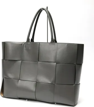 Bottega Veneta Dark Gray Leather Tote Bag (Pre-Owned)