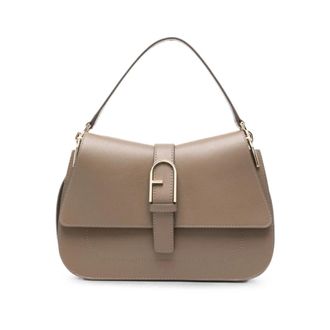 Furla Tassen, Dames, Grijs, ONE Size, Leer, Flow M Handtas