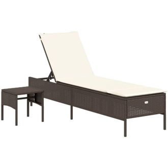 vidaXL Vidaxl - Tumbona Con Coj&iacute;n Y Mesita Rat&aacute;n Sint&eacute;tico Marr&oacute;n