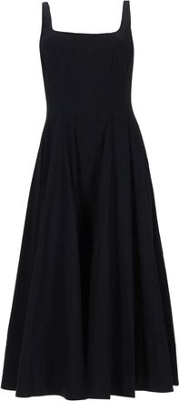 Staud Neutrals Wells Pleated Voluminous Midi Dress