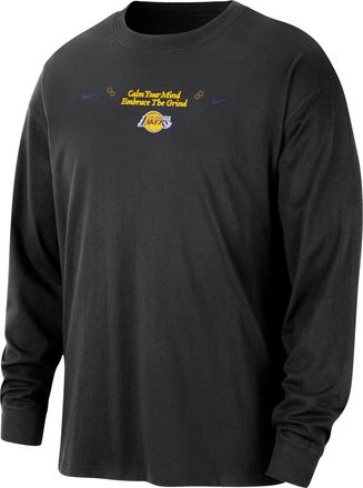 Nike Los Angeles Lakers Courtside Nike Mens NBA Max90 Long-Sleeve T-Shirt in Black | HQ0662-010