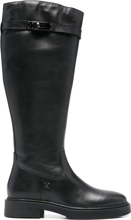 Keys buckle strap boots - women - Calf Leather/Calf Leather/Fabric/Rubber - 37 - Black