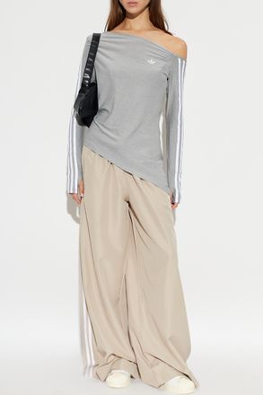 adidas Asymmetrical Top With Logo, Womens, Grey