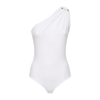 Michael Kors Body, female, White, Size: XL Matte Jersey One-Shoulder Bodysuit