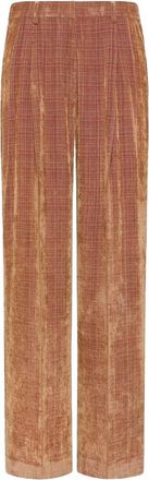 Momoni Pantalone lungo gamba ampia in velluto millerighe operato - Dames - Wijde Broeken - Blauw - L - Broeken