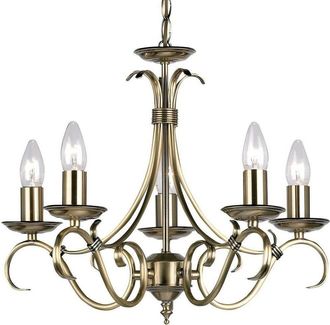 Loops Hanging Ceiling Pendant Light ANTIQUE BRASS 5x Shade Vintage Lamp Bulb Holder