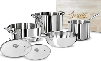 Pentole Agnelli Set Alu-inox 3ply con caja de madera 6 piezas