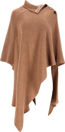 Chlo&eacute; Chlo&eacute; gebreide cape met knoopjes in bruine wol