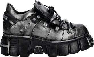 New Rock Gestreepte schoenen - Heren - Veterschoenen - Zwart - 43 EU - Leer - Schoenen