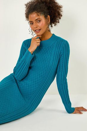 DUSK Cable Knit Midi Jumper Dress