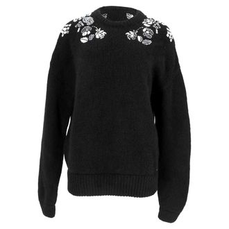 Dsquared2 Knitted Embellished Sweater in Black Alpaca Wool