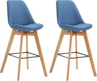 Clp Set 2 Sgabelli Metz In Tessuto Blu Natura