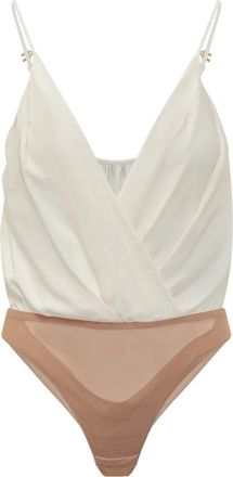 Elisabetta Franchi Tops, Dames, Beige, S, Bodysuit met overslag